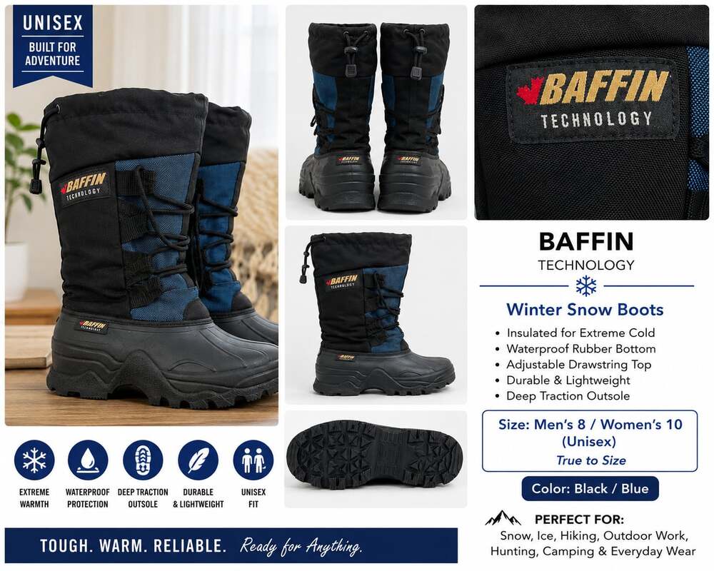 Baffin Technology Warm Winter Waterproof Insulated Snow Boot Unisex W 10 - Men 8